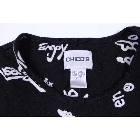 Chico Y2K 90s sz 0 S tank Peace hippie India cutoff crop sleeveless black - Picture 2 of 3